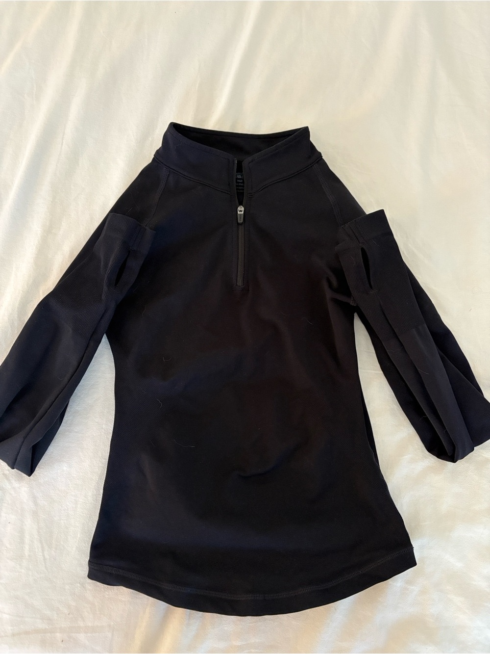 Black Long-Sleeve Half-Zip Women's Top